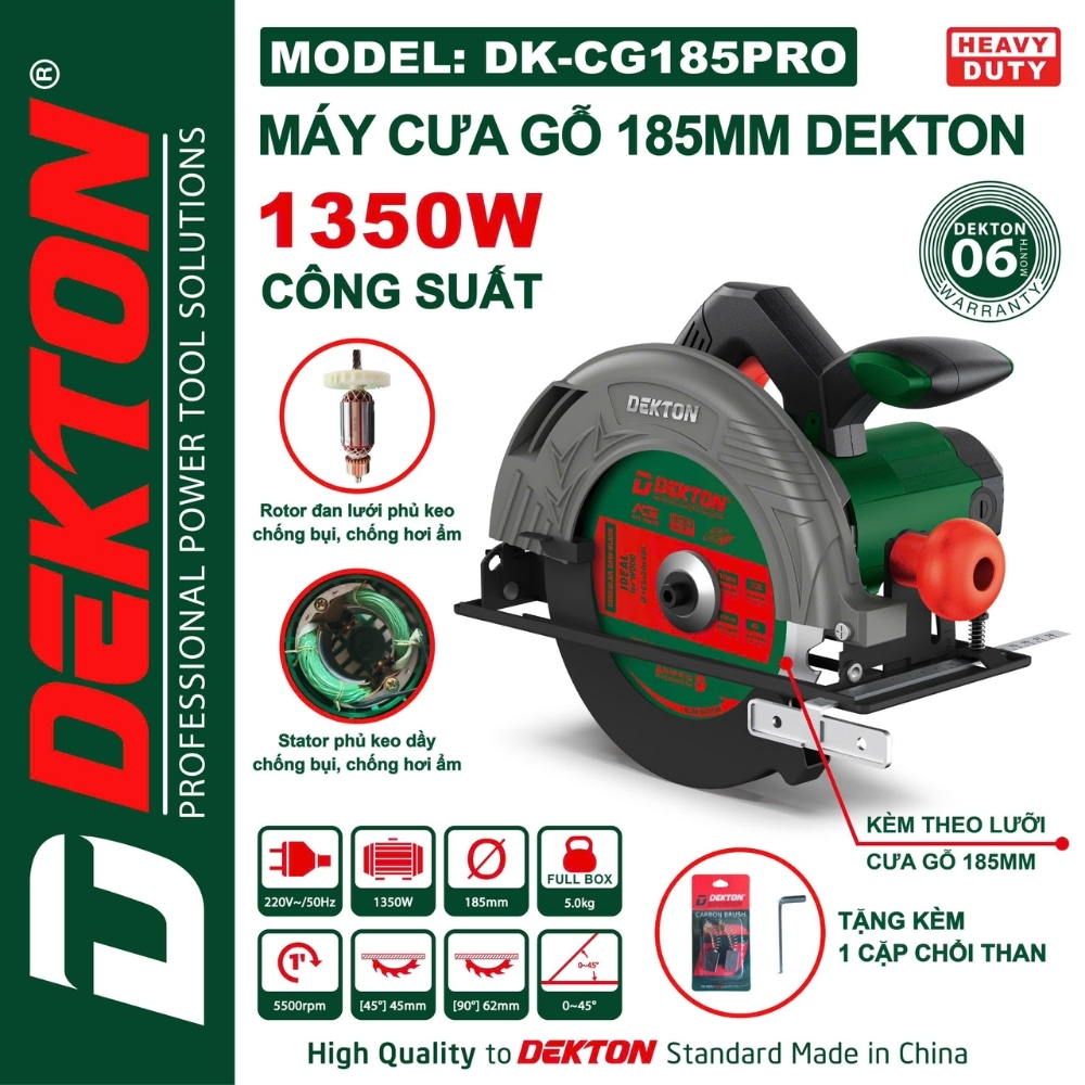 Máy cưa gỗ 185mm - 1350W Dekton DK-CG185PRO 1 Máy cưa gỗ 185mm - 1350W Dekton DK-CG185PRO