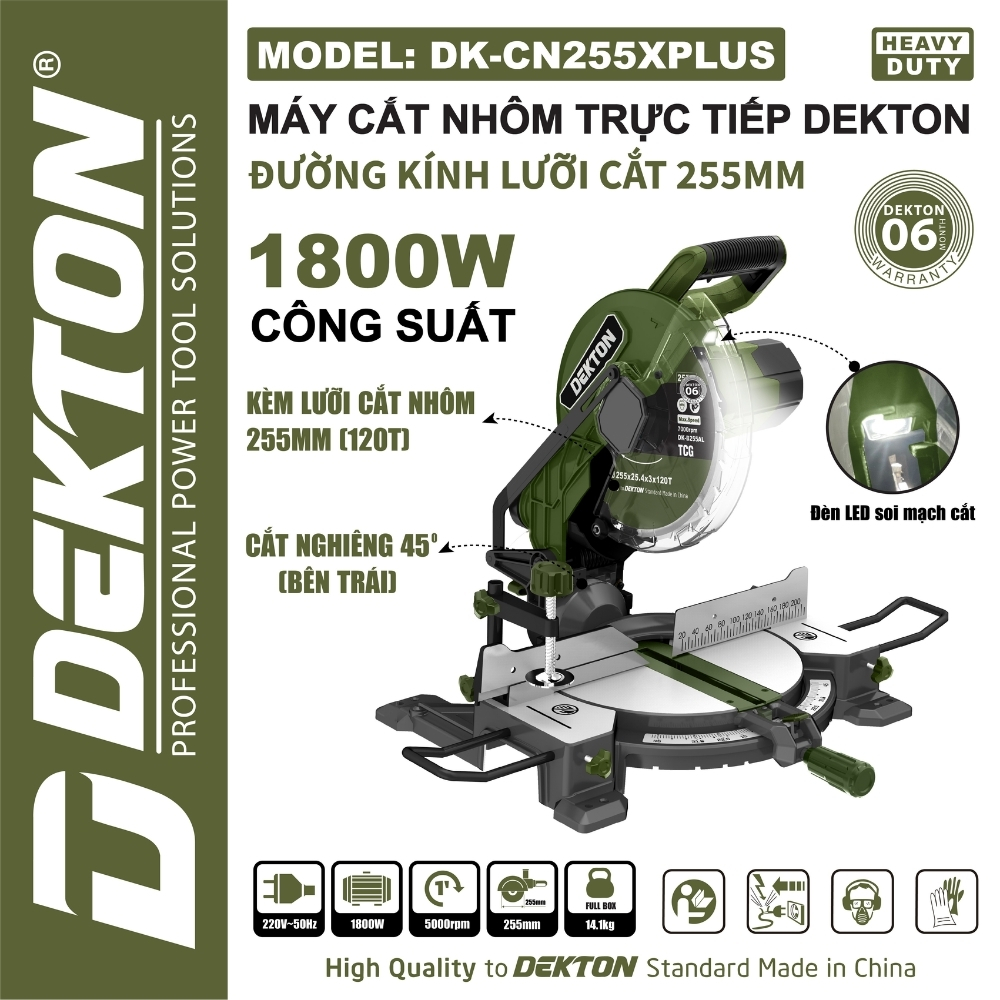 Máy cắt nhôm, gỗ 255mm - 1800W Dekton DK-CN255XPLUS (cắt trực tiếp) 1 Máy cắt nhôm, gỗ 255mm - 1800W Dekton DK-CN255XPLUS