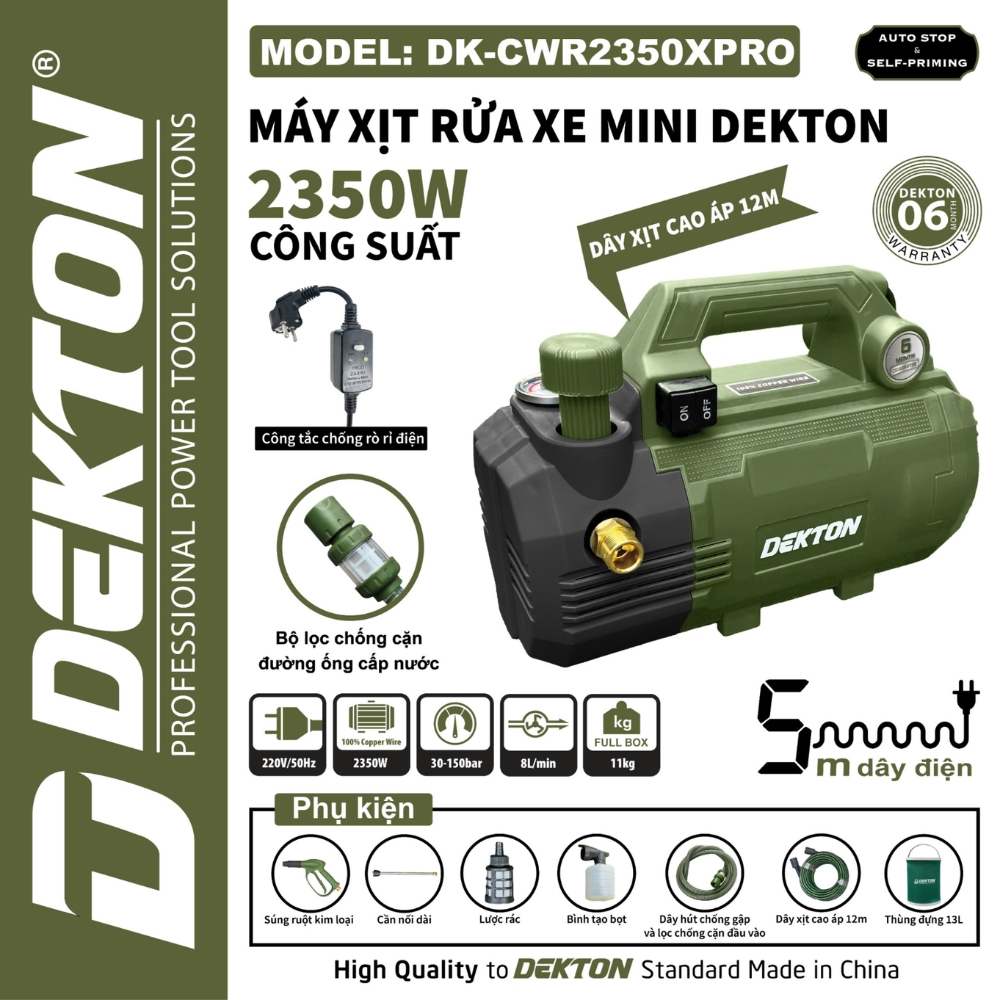 Máy rửa xe mini chỉnh áp 2350W Dekton DK-CWR2350XPRO 1 Máy rửa xe mini chỉnh áp 2350W Dekton DK-CWR2350XPRO