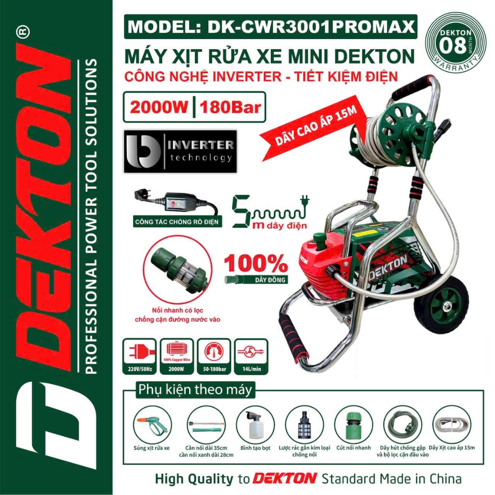 Máy rửa xe cao áp 2000W Total DK-CWR3001PROMAX 1 Máy rửa xe cao áp 2000W Total DK-CWR3001PROMAX