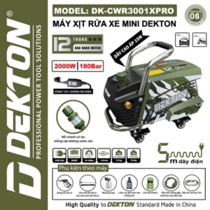 Máy rửa xe mini chỉnh áp 2000W Dekton DK-CWR3001XPRO