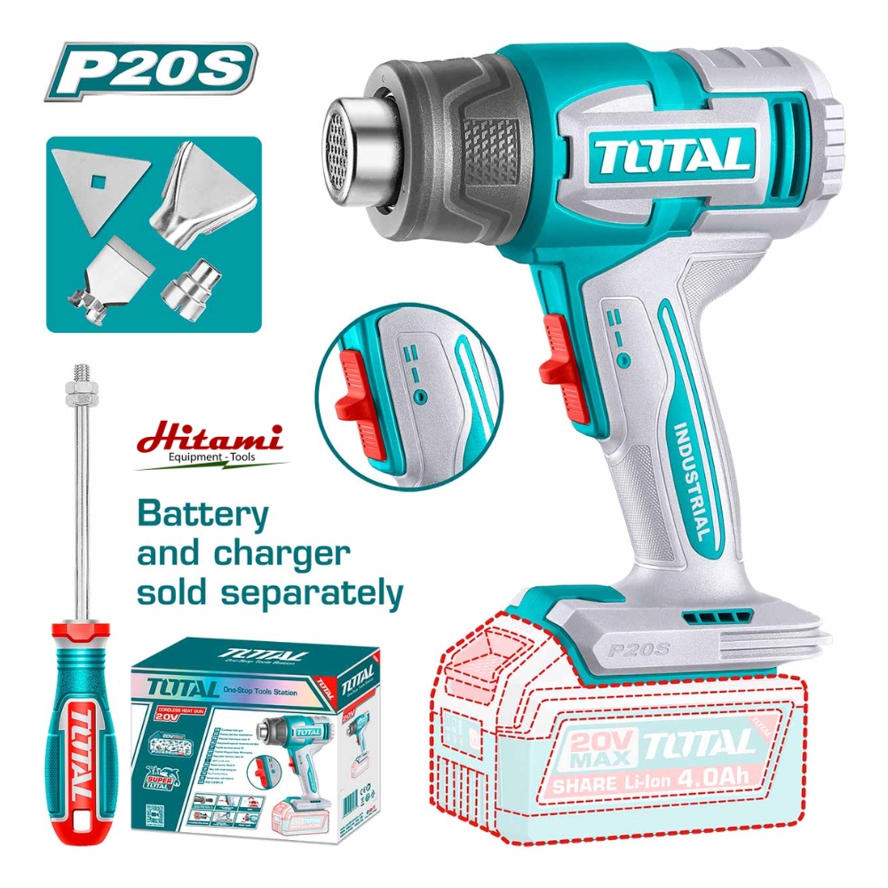 Máy thổi nhiệt dùng pin Lithium 20V Total TBLI2006 (chưa pin & sạc) 1 Máy thổi nhiệt dùng pin Lithium 20V Total TBLI2006 (chưa pin & sạc)