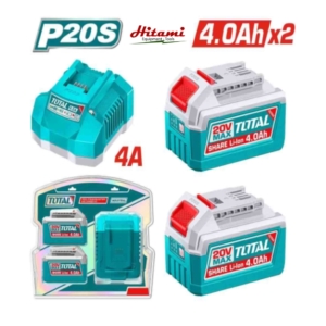 Bộ 2 pin 4Ah và 1 sạc dùng pin Lithium-Ion 20V Total TFBCPK2013