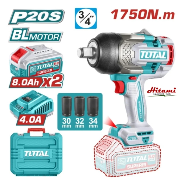 Máy siết bu lông dùng pin 20V - 1750Nm Total TIWLI20175