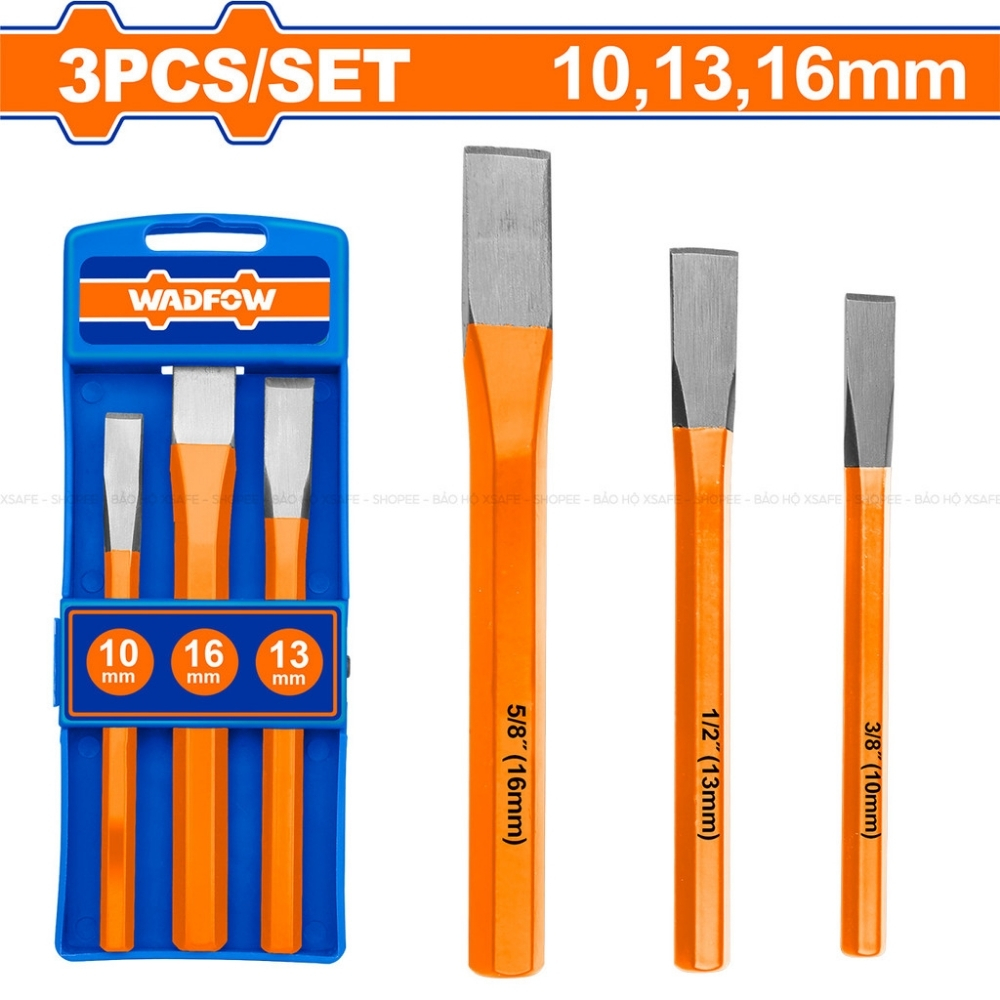 Bộ 3 mũi đục nguội 10,13,16mm Wadfow WCC8303 1 Bộ 3 mũi đục nguội 10,13,16mm Wadfow WCC8303