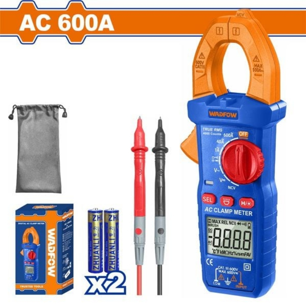 Ampe kìm dòng AC kỹ thuật số 600A Wadfow WDM8601 1 Đồng hồ kẹp AC kỹ thuật số 600A Wadfow WDM8601