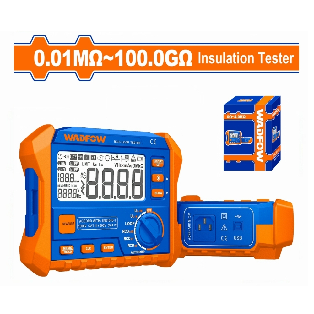 Thiết bị kiểm tra dòng rò RCD/LOOP (0.1~100Ω) Wadfow WDM9506 1 Thiết bị kiểm tra dòng rò RCD/LOOP (0.1~100Ω) Wadfow WDM9506