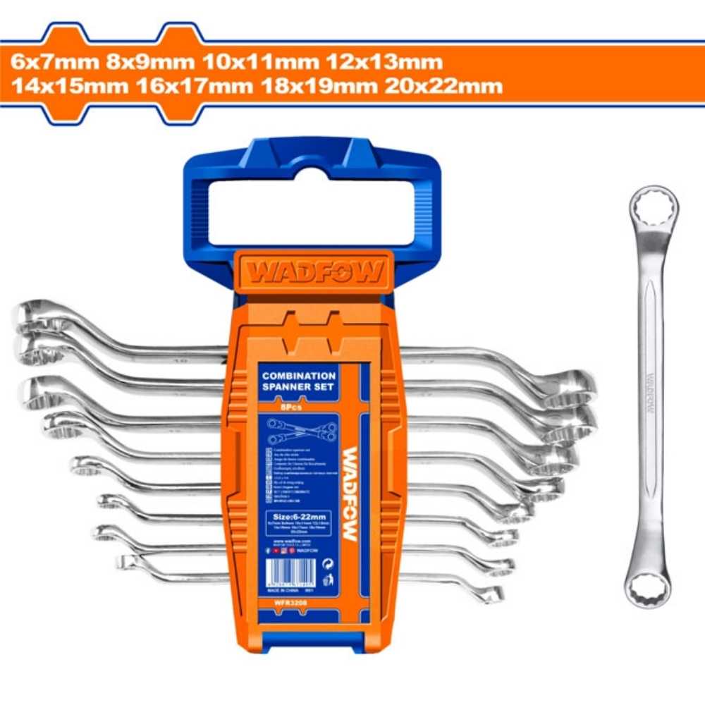 Bộ 8 cờ lê 2 đầu vòng 6- 22mm Wadfow WFR3208 1 Bộ 8 cờ lê 2 đầu vòng 6- 22mm Wadfow WFR3208
