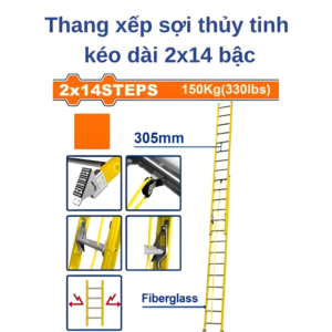 Thang xếp sợi thủy tinh kéo dài 2x14 bậc Wadfow WLD0928