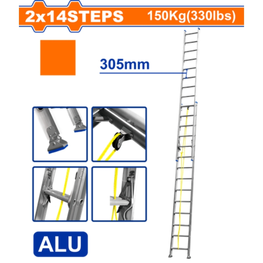 Thang xếp kéo dài 2x14 bậc Wadfow WLD8H28 1 Thang xếp kéo dài 2x14 bậc Wadfow WLD8H28