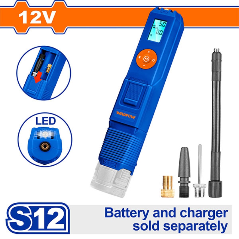 Máy bơm hơi lốp xe ô tô dùng pin 12V Wadfow WLN1512 1 Máy kiểm tra hơi lốp xe ô tô dùng pin 12V (không kèm pin sạc) Wadfow WLN1512