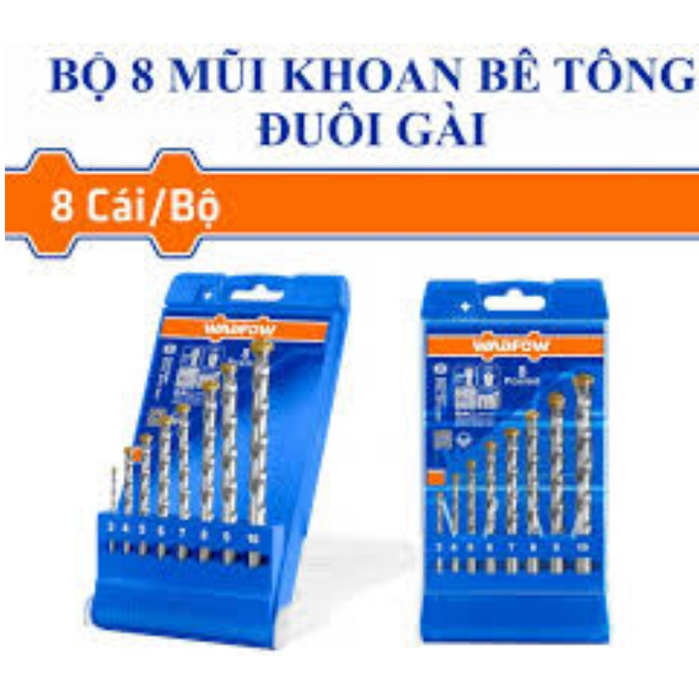 Bộ 8 mũi khoan bê tông đuôi tròn Wadfow WMJ6B08 1 Bộ 8 Mũi khoan bê tông đuôi tròn Wadfow WMJ6B08