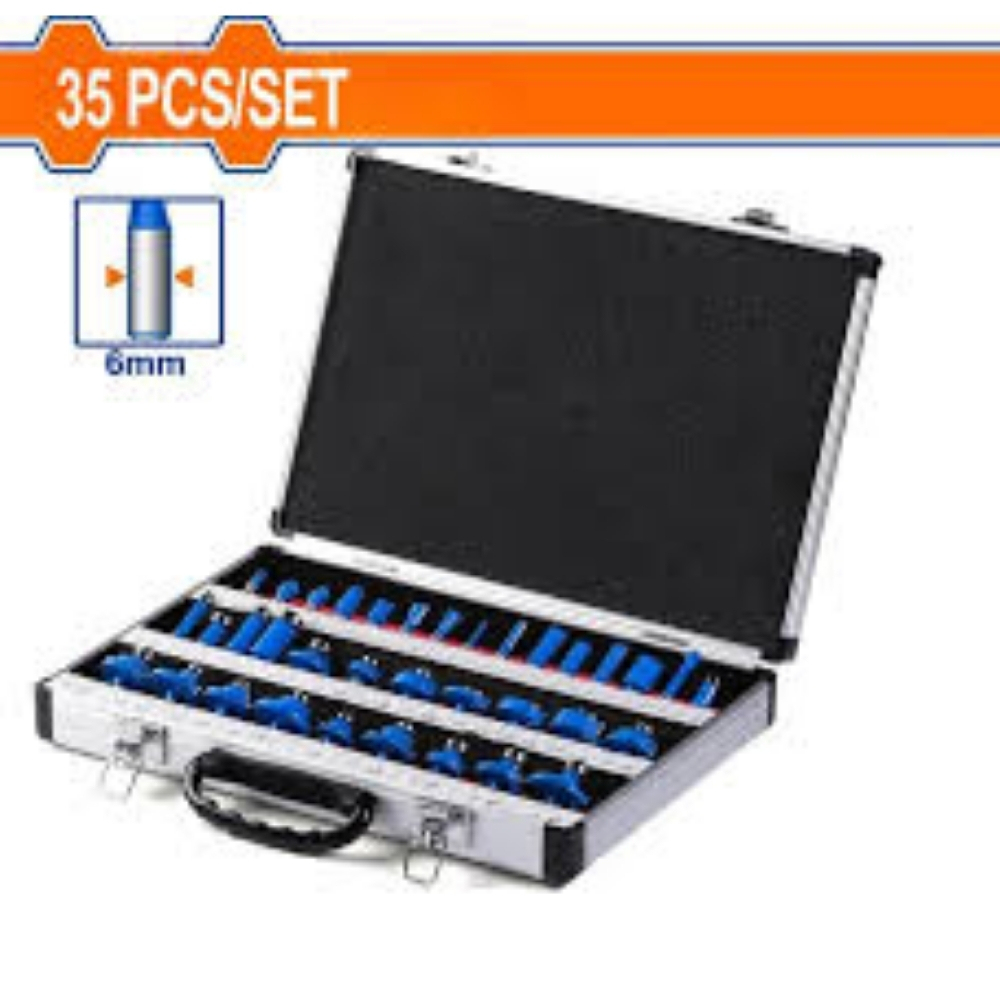 Bộ 35 mũi phay gỗ 6mm Wadfow WRG2P06 1 Bộ 35 mũi phay gỗ 6mm Wadfow WRG2P06