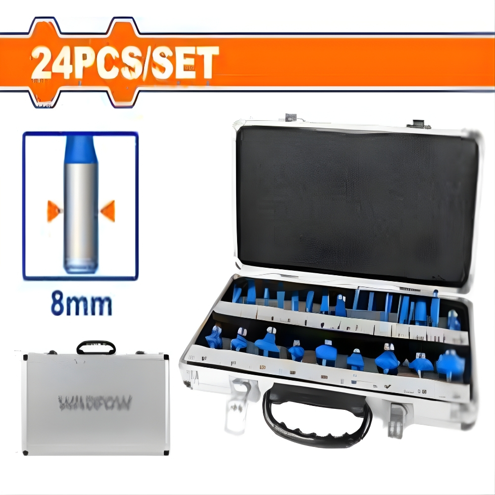 Bộ 24 mũi phay gỗ 8mm Wadfow WRG6P08 1 Bộ 24 mũi phay gỗ 8mm Wadfow WRG6P08