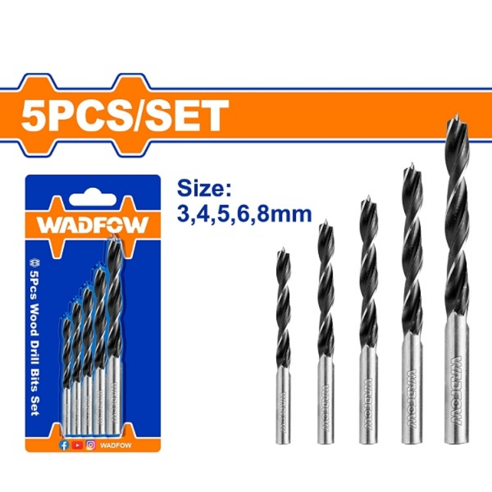 Bộ 5 mũi khoan gỗ Wadfow WSJ3K01 1 Bộ 5 mũi khoan gỗ Wadfow WSJ3K01