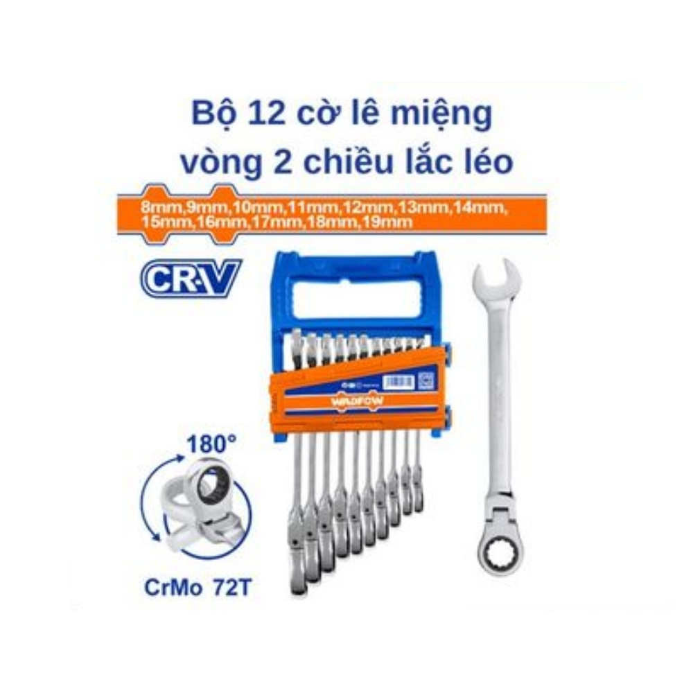 Bộ 12 cờ lê miệng vòng 2 chiều lắc léo Wadfow WSP5212 1 Bộ 12 cờ lê miệng vòng 2 chiều lắc léo Wadfow WSP5212