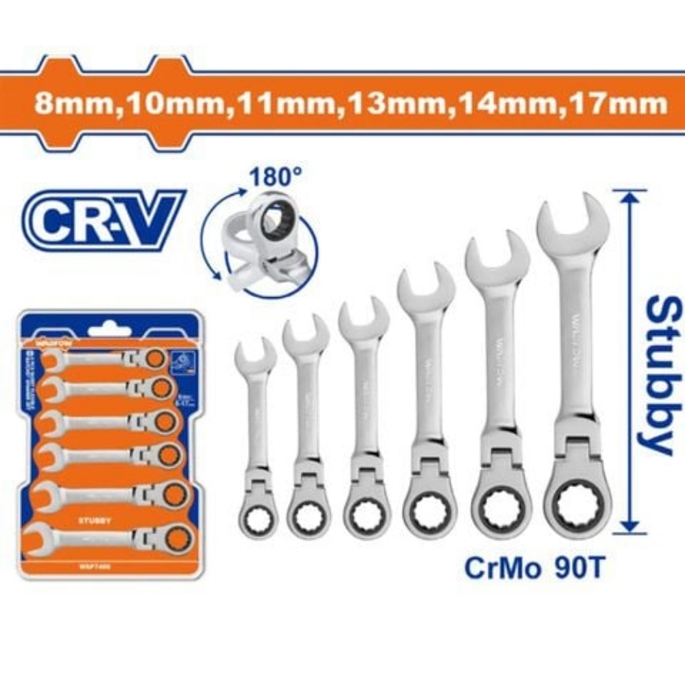 Bộ 6 cờ lê miệng vòng 2 chiều lắc léo Wadfow WSP7406 1 Bộ 6 cờ lê miệng vòng 2 chiều lắc léo Wadfow WSP7406