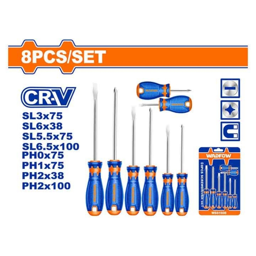 Bộ 8 tua vít dẹp & bake Wadfow WSS1408 1 Bộ 8 tua vít dẹp & bake Wadfow WSS1408