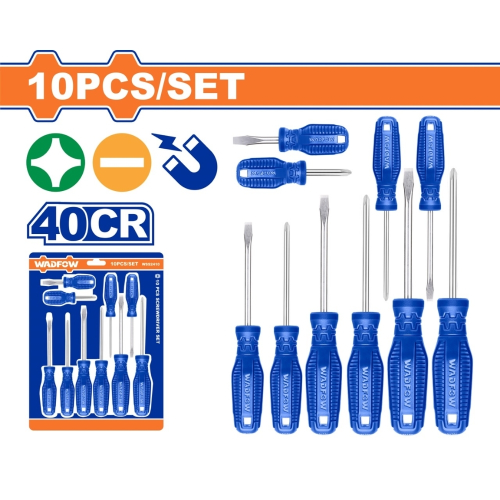 Bộ 10 tua vít dẹp & bake Wadfow WSS2410 1 Bộ 10 tua vít dẹp & bake Wadfow WSS2410
