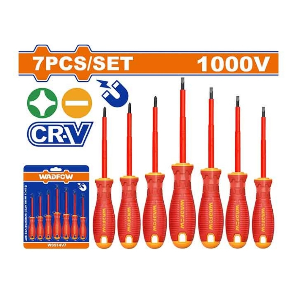 Bộ 7 tua vít dẹp & bake cách điện Wadfow WSS7407 1 Bộ 7 tua vít dẹp & bake cách điện Wadfow WSS7407