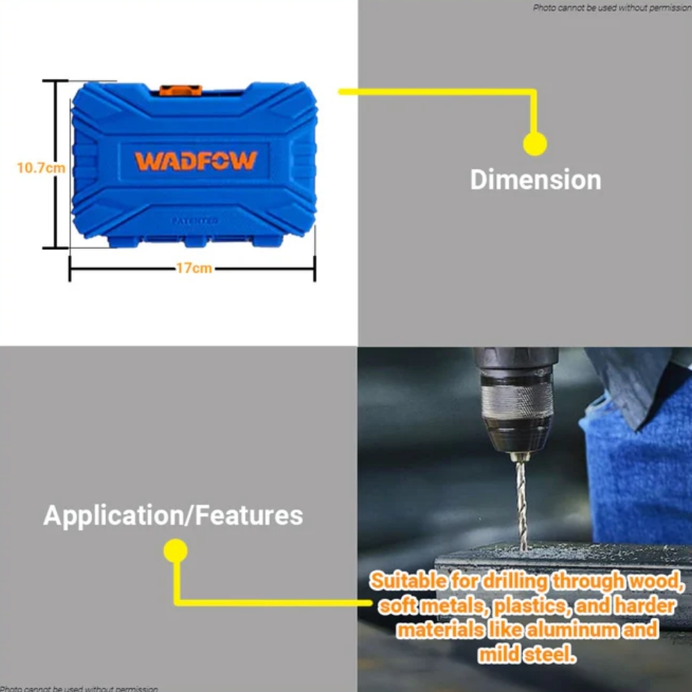 Bộ 15 mũi khoan kim loại HSS Wadfow WTD6515 2 WTD6515-2
