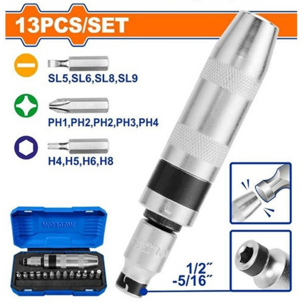 Bộ 13 món tua vít bắt vít đóng xuyên Wadfow WYM1B13 1 Bộ 13 món tua vít bắt vít đóng xuyên Wadfow WYM1B13