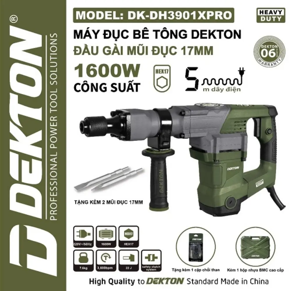 Máy đục bê tông 1600W Dekton DK-DH3901XPRO 1 Máy đục bê tông 1600W Dekton DK-DH3901XPRO