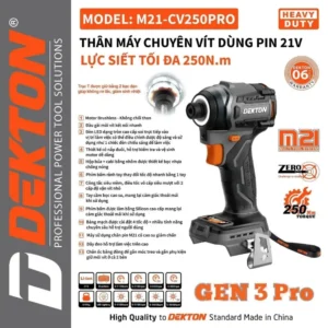 Máy chuyên vít dùng pin 21V 250Nm Dekton M21-CV250PRO