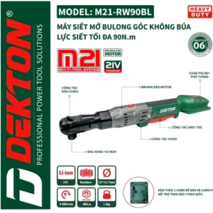 Máy siết bulong góc dùng pin 21V Dekton M21-RW90BL