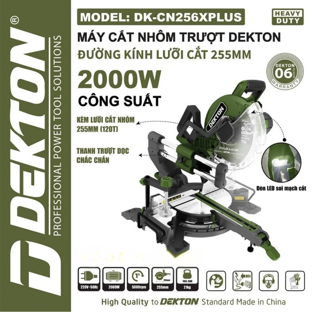 Máy cắt nhôm 2000W Dekton DK-CN256XPLUS 1 Cắt Nhôm - Cắt Gỗ 255MM - Cắt Trượt Dekton DK-CN256XPLUS