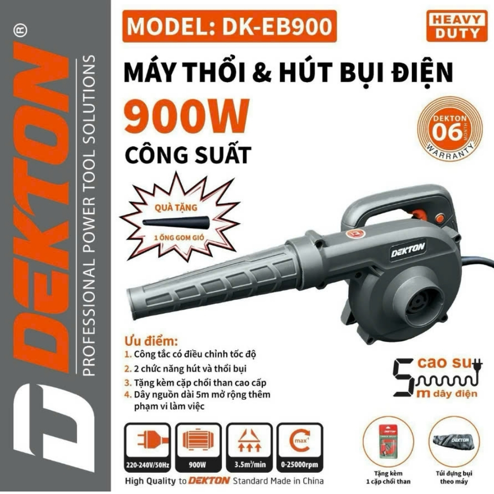 Máy thổi và hút bụi 900W Dekton DK-EB900 1 Thổi Và Hút Bụi Dekton DK-EB900
