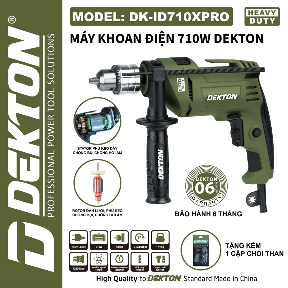 Máy khoan điện 710W Dekton DK-ID710XPRO 1 Khoan Điện 710W Dekton DK-ID710XPRO
