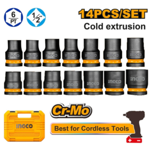 Bộ 14 đầu tuýp đóng 1/2" Ingco HKISSD12141