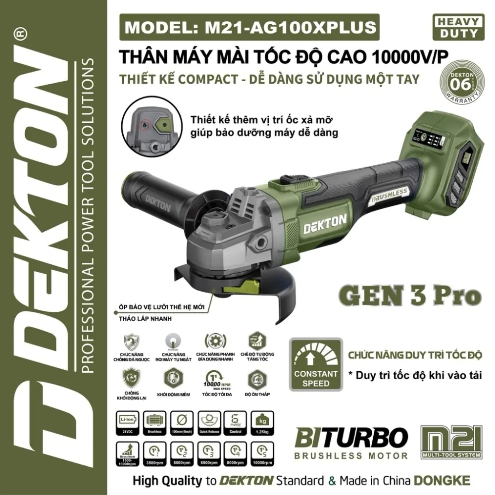 Máy mài góc dùng pin 21V Dekton M21-AG100PLUS 1 Máy mài góc dùng pin 21V Dekton M21-AG100PLUS