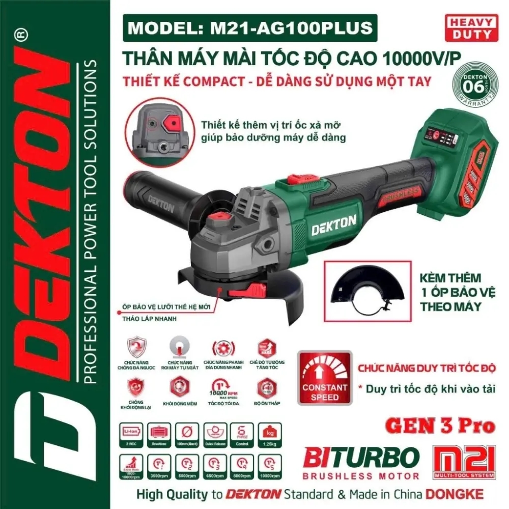 Máy mài góc dùng pin 21V Dekton M21-AG100PLUS 2 M21-AG100PLUS-2