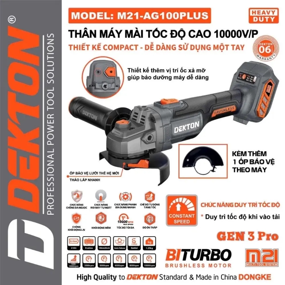 Máy mài góc dùng pin 21V Dekton M21-AG100PLUS 3 M21-AG100PLUS-3