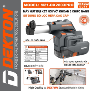 Máy hút bụi kết hợp máy khoan Dekton M21-DX2803PRO