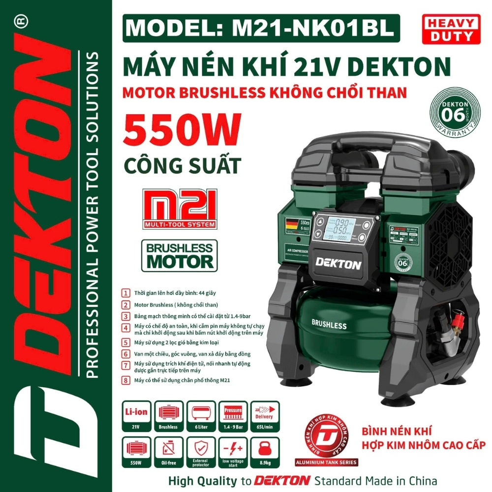 Máy nén khí dùng pin 21V Dekton M21-NK01BL 1 Máy Nén Khí 21V Dekton M21-NK01BL