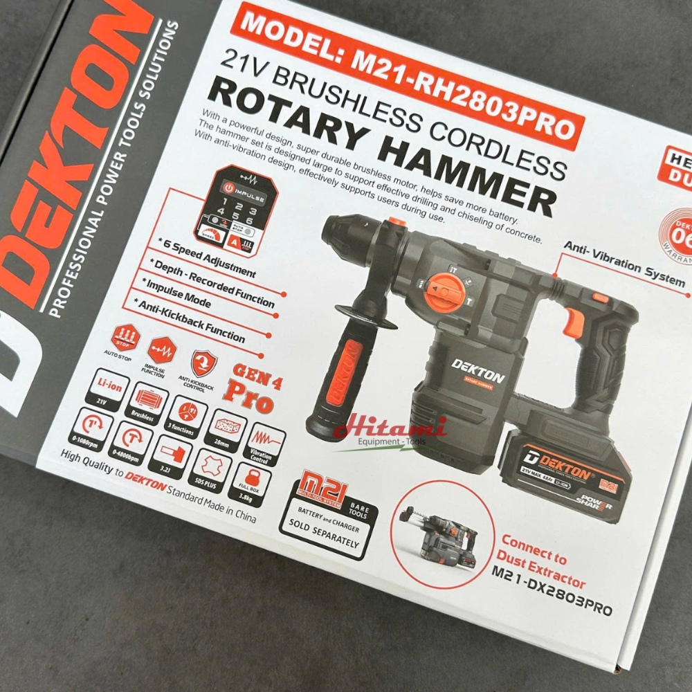 Máy khoan bê tông 3 chức năng pin Dekton M21-RH2803PRO 4 M21-RH2803PRO-4
