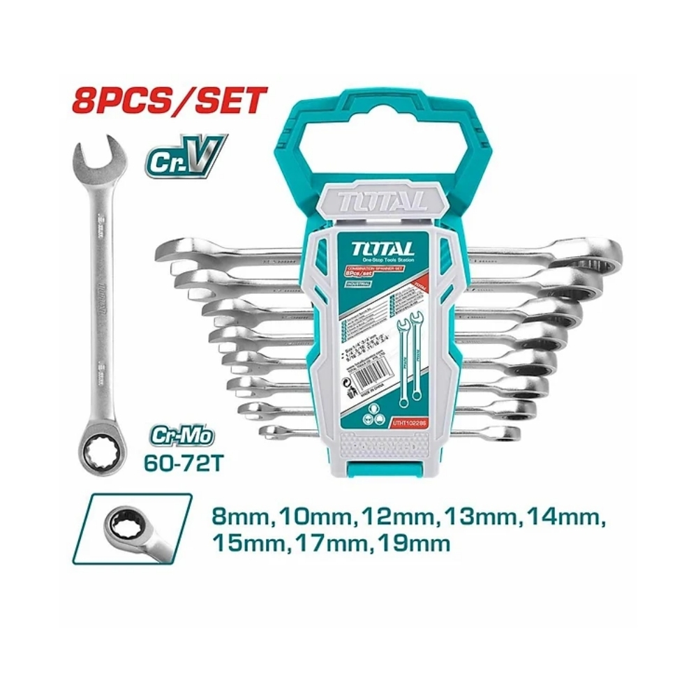 Bộ 8 cờ lê miệng vòng 2 chiều Total THT102RK086 1 Bộ 8 cờ lê miệng vòng 2 chiều Total THT102RK086
