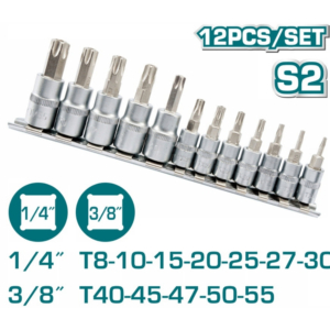 Bộ 12 đầu tuýp lục giác bông sao Total THT1438121