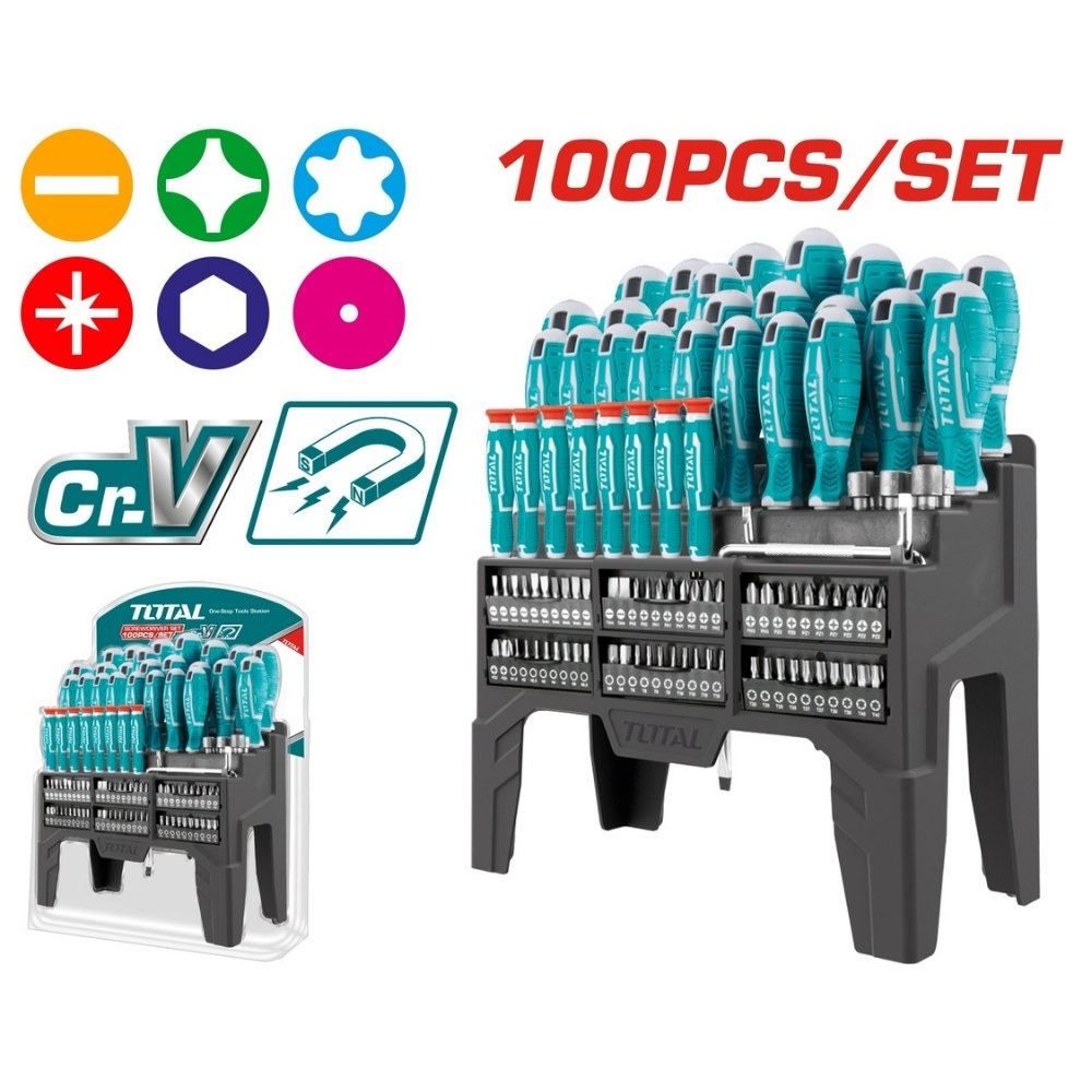 Bộ tua vít 100 chi tiết Total THT2506100 1 Bộ 100 tua vít Total THT2506100