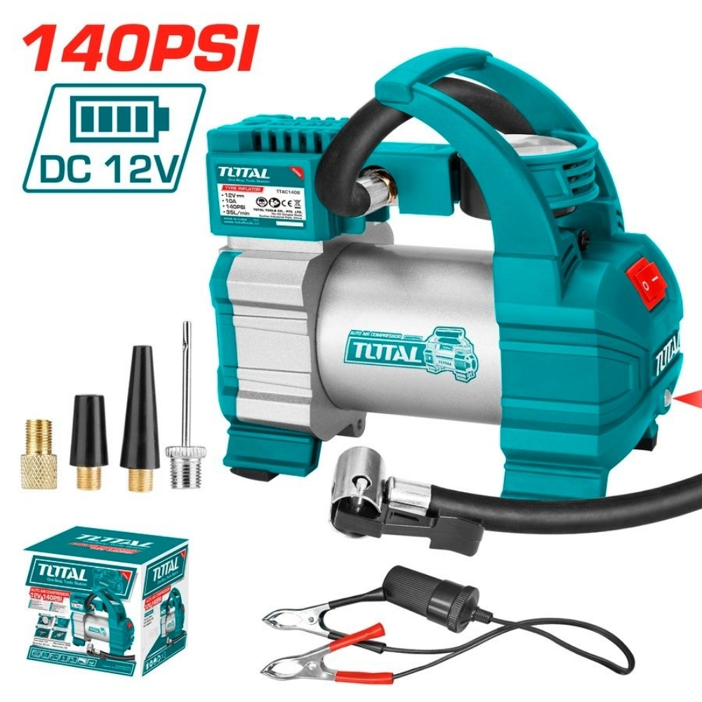 Máy bơm hơi lốp xe ô tô DC 12V - 140PSI Total TTAC1406 1 Dụng cụ kiểm tra hơi lốp xe ô tô Total TTAC1406