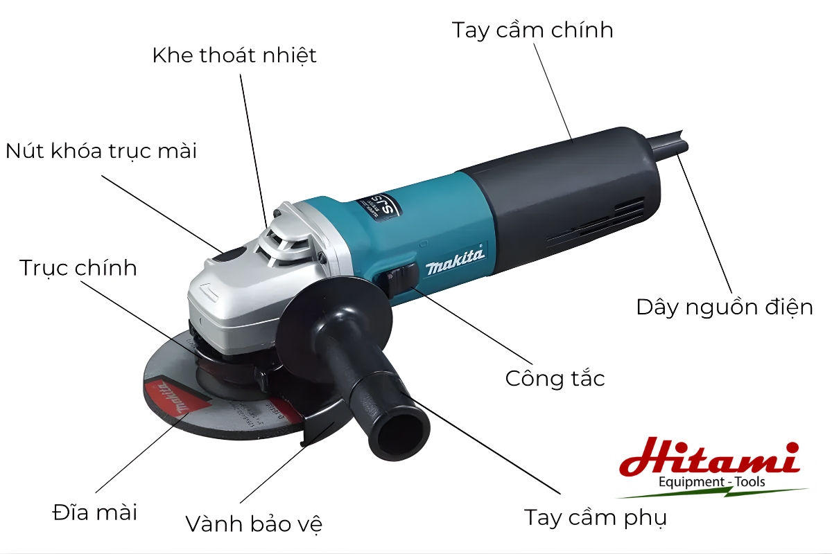 Máy mài góc là gì? Công dụng và những lưu ý khi sử dụng 2 Cấu tạo của máy mài góc