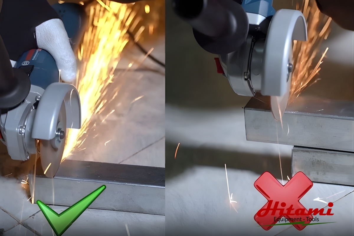 Cách sử dụng máy mài cầm tay đúng kỹ thuật cho người mới 3 Cách đặt đĩa cắt máy mài vuông góc