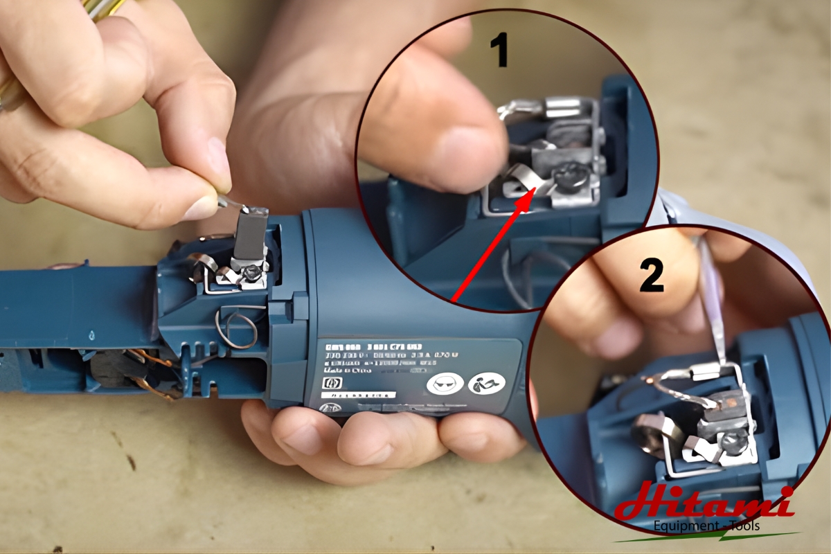 Tại sao máy mài góc bị nóng? Nguyên nhân và cách khắc phục 4 Thay chổi than cho máy mài góc