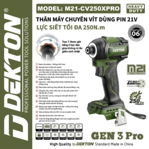 Máy chuyên vít dùng pin 21V 250Nm Dekton M21-CV250XPRO (màu olive)