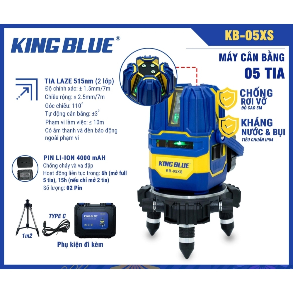 Máy đo mức cân bằng laser 5 tia King Blue KB-05XS 2 King-Blue-KB-05XS-9