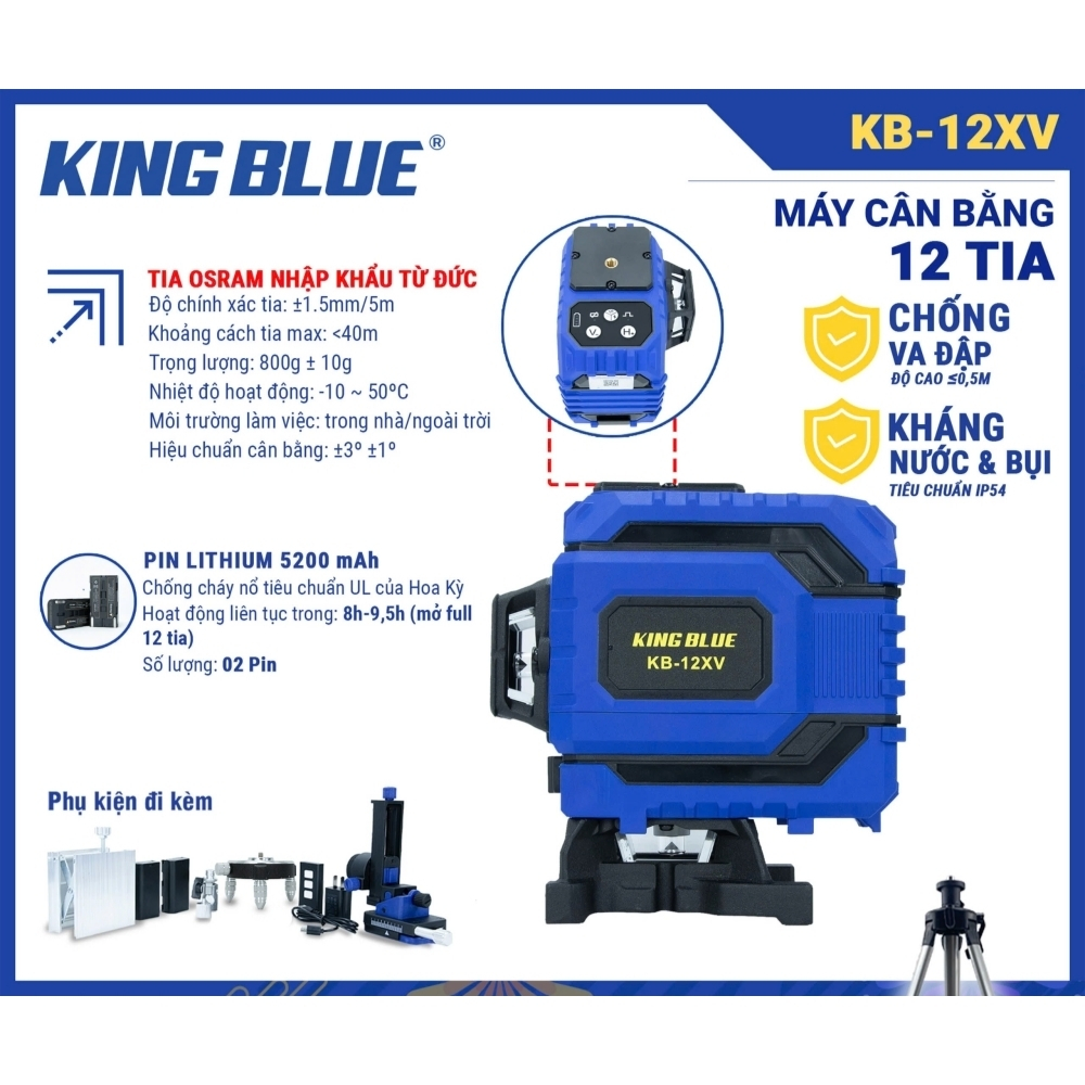 Máy đo mức cân bằng laser 12 tia King Blue KB-12XV 2 King-Blue-KB-12XV-10