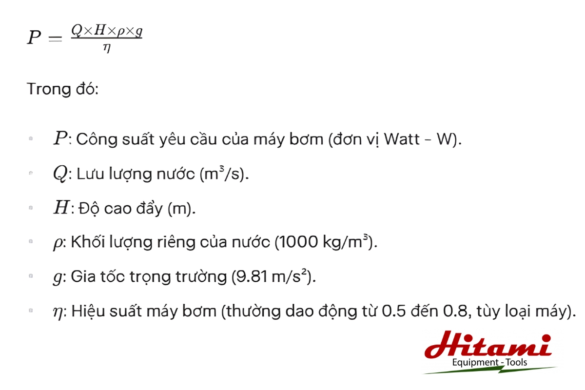 Cách tính công suất máy bơm tưới cây đơn giản và chính xác 4 Công suất thực tế của máy bơm